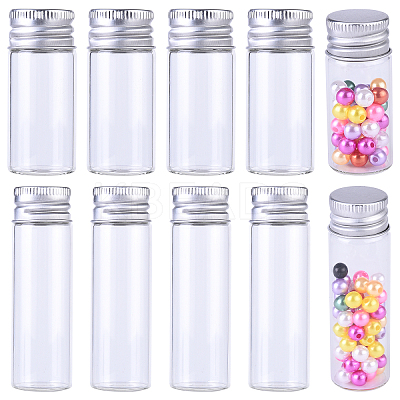 20Pcs 2 Styles Column Glass Screw Top Bead Storage Tubes CON-YW0001-89-1