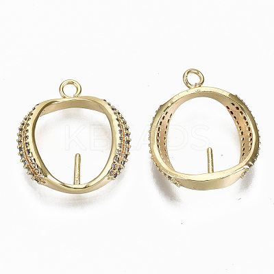 Brass Micro Pave Clear Cubic Zirconia Peg Bails Pendants KK-S356-122G-NF-1