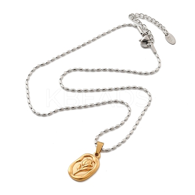 304 Stainless Steel Rose Pendant Necklaces for Women NJEW-S439-01B-GP-1
