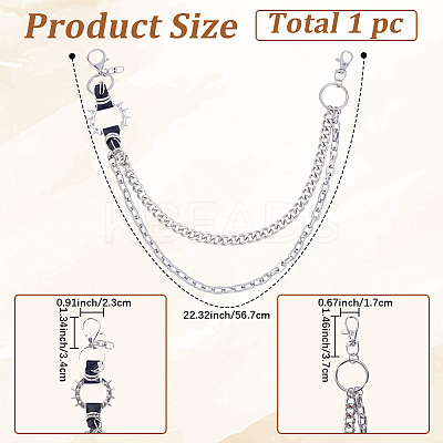 1Pc Alloy Double Layer Chain Belts for Pants AJEW-GF0011-93A-1