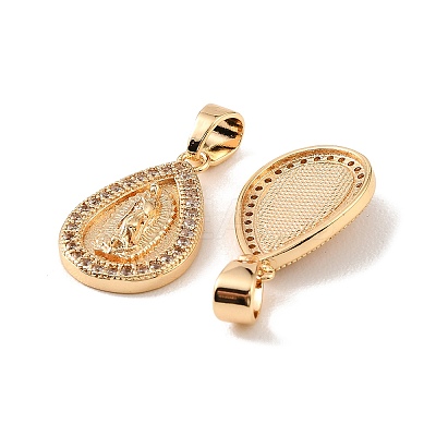 Brass & Clear Cubic Zirconia Pendants KK-G558-09G-1