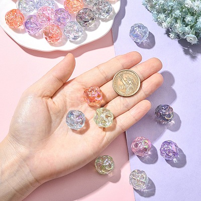 30Pcs UV Plating Transparent Acrylic Beads PACR-YW0001-56-1