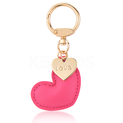 1Pc Imitation Leather Heart Keychain KEYC-CL0001-14E-1