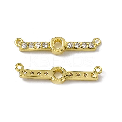Rack Plating Brass Micro Pave Clear Cubic Zirconia Connector Charms KK-C007-37G-O-1
