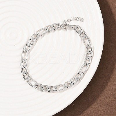 304 Stainless Steel Figaro Chain Bracelets for Women BJEW-G757-15P-1