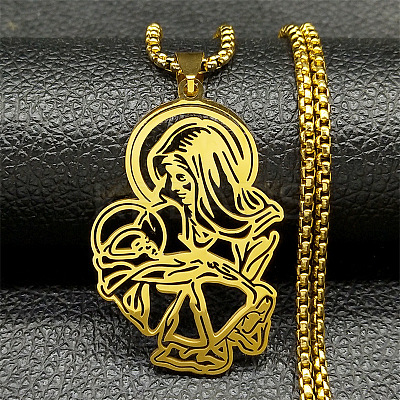 201 Stainless Steel Pendant Necklaces LS-NJEW-K283-09G-1