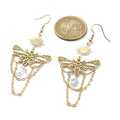 201 Stainless Steel Butterfly Dangle Earrings EJEW-TA00367-01-1
