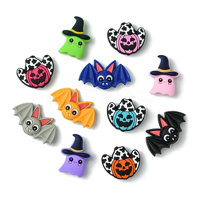 15Pcs 15 Styles Halloween Theme Silicone Focal Beads SIL-CJ0002-05-1