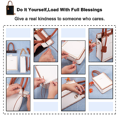 DIY Rectangle PU Leather Knitting Crochet Bags GN-TAC0003-08C-1