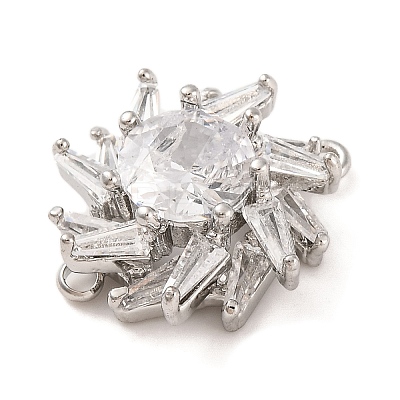 Brass Pave Clear Cubic Zirconia Connector Charms KK-S389-40P-1