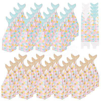56Pcs 2 Colors Mermaid Paper Candy Boxes CON-OC0001-49-1