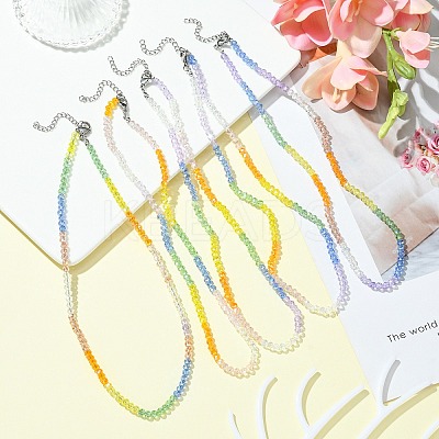 Glass Round Beaded Necklace NJEW-JN04318-1