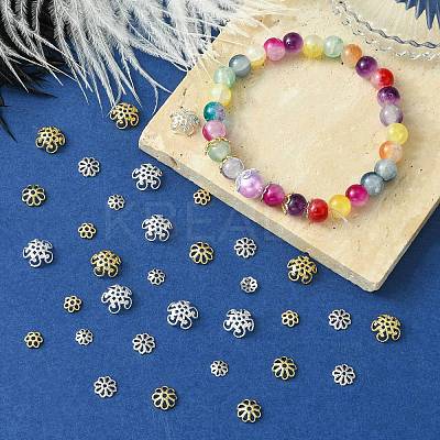 60Pcs 6 Styles Flower Brass Fancy Bead Caps KK-CJ0002-20-NR-1