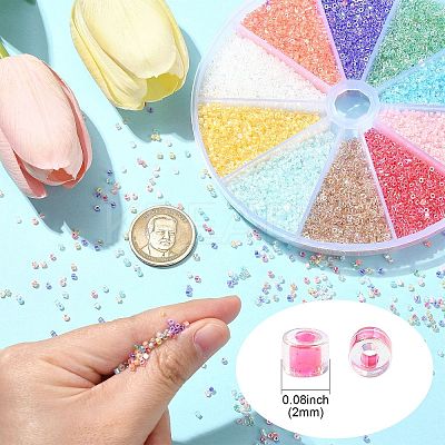 120G 10 Colors Transparent Colours Rainbow Plated Round Hole Glass Bugle Beads SEED-CJ0001-27-1