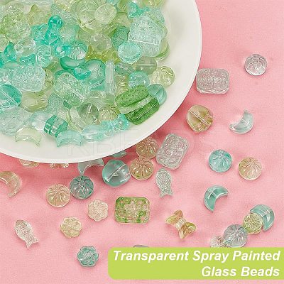 160Pcs 16 Styles Transparent Spray Painted Glass Beads GLAA-GA0002-02-1