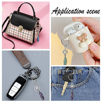 7Pcs 7 Styles Bullet Gemstone Wire Wrapped Keychain KEYC-NB0001-49-1