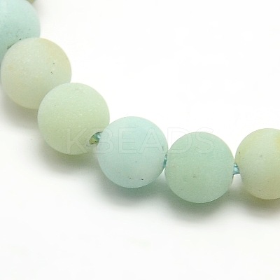 Natural Frosted Flower Amazonite Round Bead Strands X-G-M064-8mm-07-1