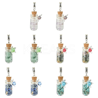 10Pcs 5 Color Alloy & Glass Bottle Pendants PALLOY-YW00057-1