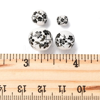 40Pcs 4 Styles Handmade Printed Porcelain Beads PORC-FP0001-04-1