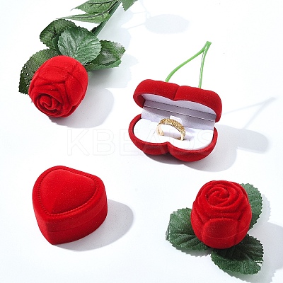 1Pc Valentine's Day Cherry Shaped Velvet Ring Gift Boxes VBOX-YW0001-01-1