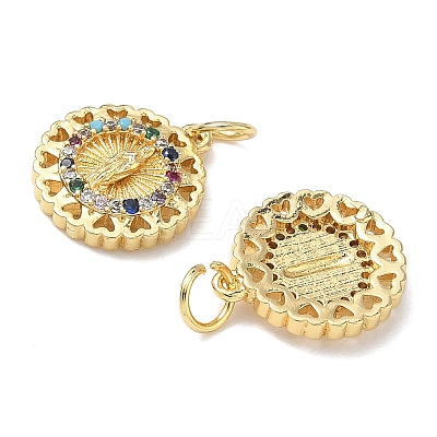 Holy Virgin Theme Brass Cubic Zirconia Charms KK-L253-32G-03-1