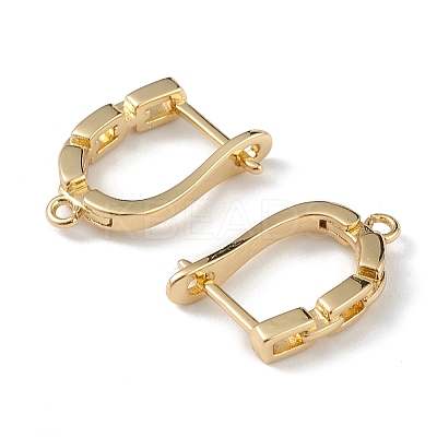 Brass Hollow Out Rectangle Hoop Earring Findings ZIRC-L097-058G-1