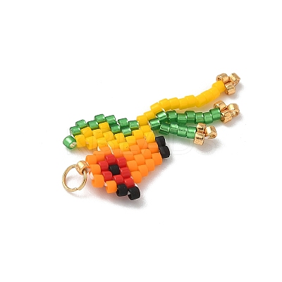 Glass Seed Beaded Bird Pendants PALLOY-MZ00920-05-1