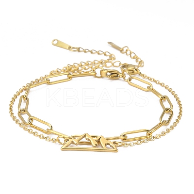 304 Stainless Steel Paperclip Chains & Cable Chain Bracelet Sets AJEW-U005-05E-G-1