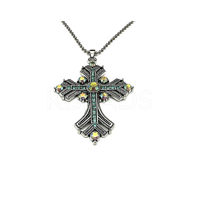 Cross Rhinestone Pendant Necklaces FK0815-4-1