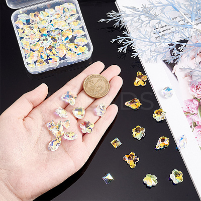 60Pcs 10 Style Faceted Glass Pendants GLAA-GA0001-62-1