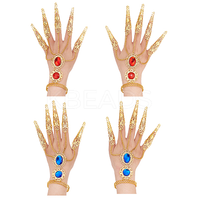4pcs 2 Colors Acrylic Oval Full Hand Ring Bracelet BJEW-AN0001-23-1