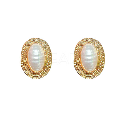 Alloy & Plastic Pearl Stud Earrings WGEF248-01-1