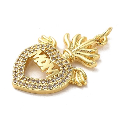 Mother's Day Brass Micro Pave Clear Cubic Zirconia Pendants FIND-Z041-20I-1