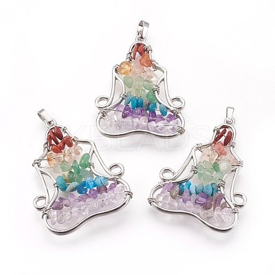 Natural & Synthetic Mixed Gemstone Chakra Pendants G-I212-01-1