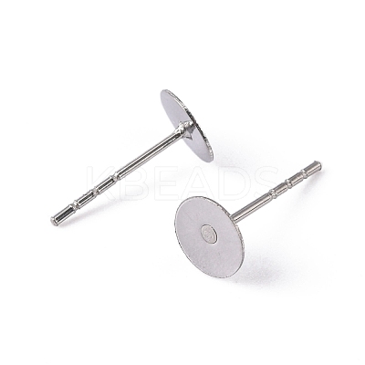 Tarnish Resistant 316 Surgical Stainless Steel Flat Round Blank Peg Stud Earring Settings STAS-R073-02-1