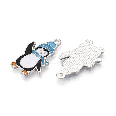Rack Plating Alloy Enamel Penguin Pendants ENAM-T024-66A-P-1