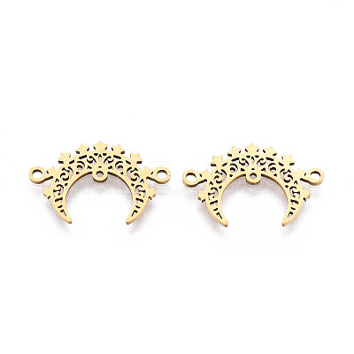 201 Stainless Steel Laser Cut Crescent Moon/Double Horn Chandelier Component Links STAS-T066-93G-1
