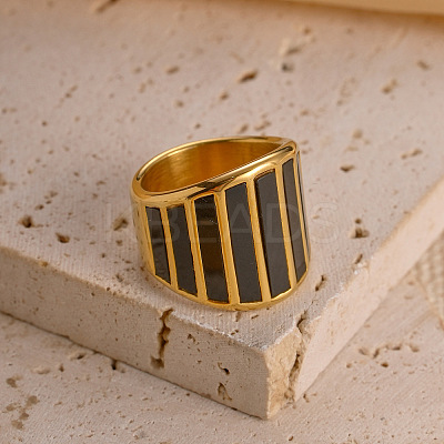 304 Stainless Steel with Natural Shell Finger Rings FS-WG31488-05-1