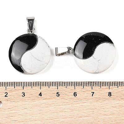 Natural Obsidian & Howlite Pendants FIND-Q109-02-1