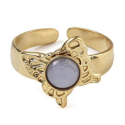 Synthetic Blue Lace Agate Finger Rings RJEW-U027-05G-05-1