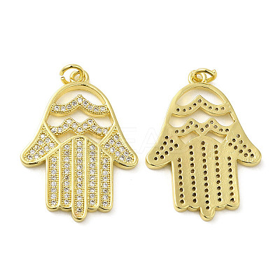 Rack Plating Brass with Cubic Zirconia Pendants KK-Q784-14G-1