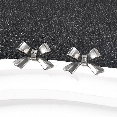 304 Stainless Steel Bowknot Stud Earrings EJEW-Z136-01P-1