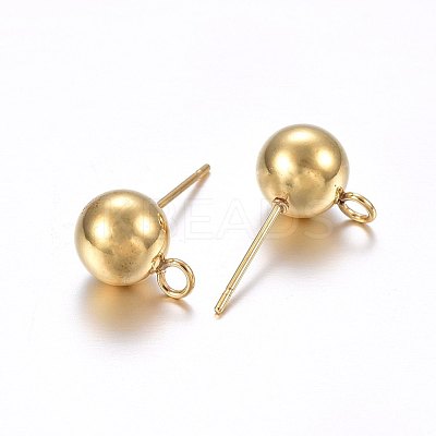 304 Stainless Steel Ball Stud Earring Findings STAS-E436-17A-G-1