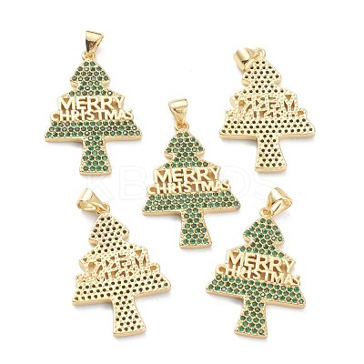 Brass Micro Pave Cubic Zirconia Pendants ZIRC-J038-02D-1