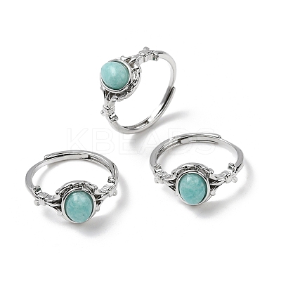 Natural Amazonite Finger Rings RJEW-A084-03P-06-1