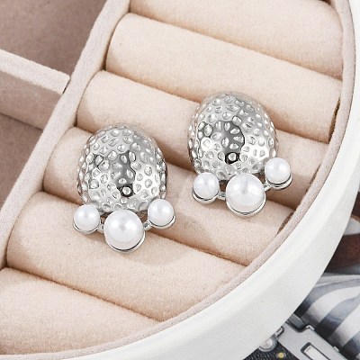 304 Stainless Steel Oval Stud Earrings EJEW-A119-04P-1