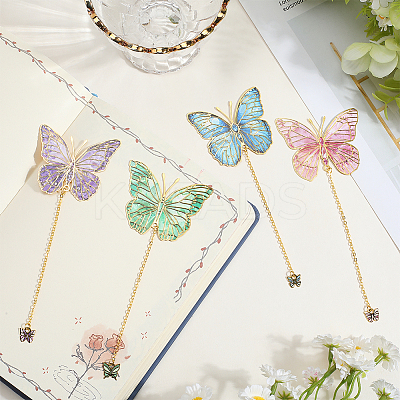 4Pcs 4 Colors Brass Bookmarks AJEW-CP0006-64-1