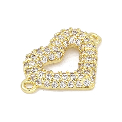 Brass Clear Cubic Zirconia Heart Connector Charms KK-D317-148G-1