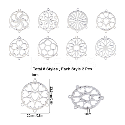 16Pcs 8 Style 304 Stainless Steel Chandelier Component Links GLAA-SC0003-12-1