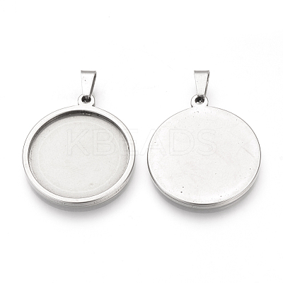 Tarnish Resistant 201 Stainless Steel Pendant Cabochon Settings STAS-S073-03P-1
